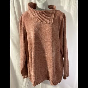 Sweater chenille 3X, Blush.Split Cowl neck6.5 in